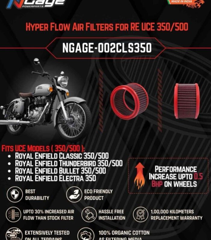 Hyper Flow Air Filter For Royal Enfield UCE 350 / 500  - Ngage