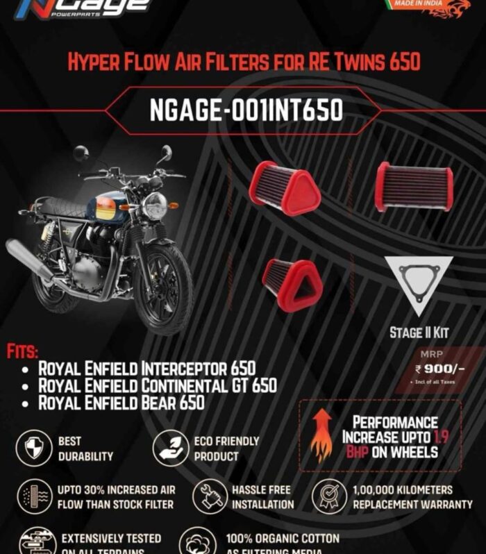 Hyper Flow Air Filter For Royal Enfield Twins 650 - Ngage