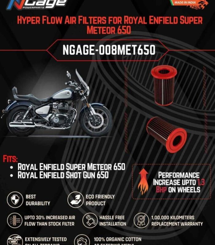 Hyper Flow Air Filter For Royal Enfield Super Meteor 650 - Ngage