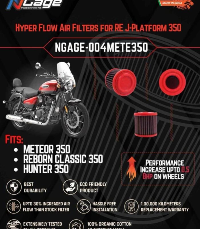 Hyper Flow Air Filter For Royal Enfield Meteor 350 / Reborn Classic 350 / Hunter 350 - Ngage
