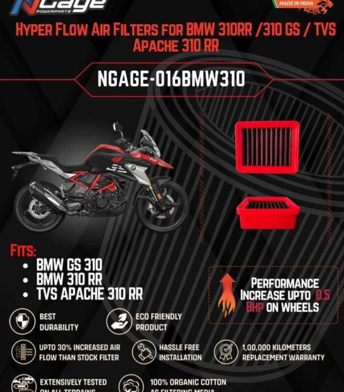 Hyper Flow Air Filter For BMW 310RR / BMW 310GS  /  BMW G310R / TVS 310RR - Ngage